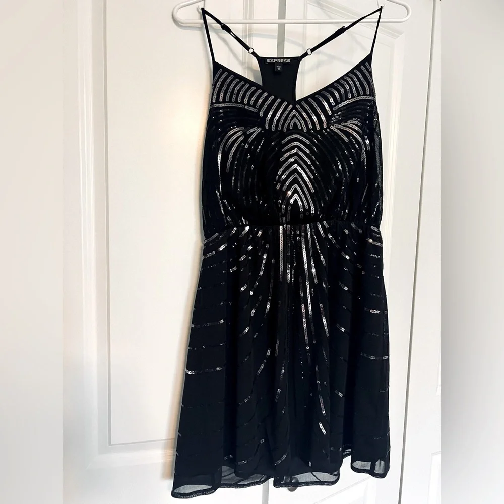 Express Sequined Racerback Dress, Size Medium, Like-New Condition - Picture 4 of 10